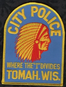 Tomah WI Wisconsin Police Shoulder Patch = Indian Chief With Headdress Design - Picture 1 of 2