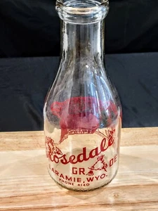 Vintage ROSEDALE DAIRY MILK BOTTLE Laramie, Wyo. 'SCIENCE SAYS' Quart - Picture 1 of 6