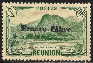 Reunion #204 (A23) - 1943 1fr Waterfowl Lake and Anchain Peak Ovpt France Libre - Picture 1 of 1