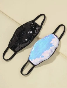 New Two Pieces Sequin Decor Face Mask Multicolor - Picture 1 of 3