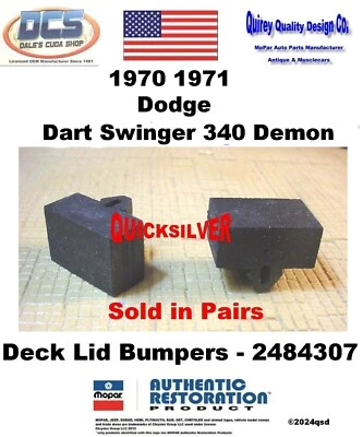 1970 71 Dodge Dart Swinger Demon 340 Deck Lid Bumpers 2484307 New MoPar USA Foto 1 de 2