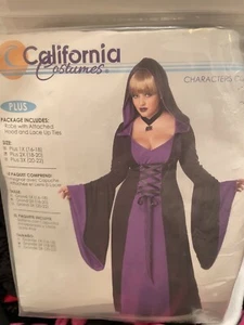 California Costume NEW Deluxe Hooded Robe & Lace Up Ties Sealed Size 2X (18-20) - Picture 1 of 1