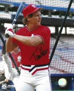 Signed 8x10 TOM HERR St. louis Cardinals Autographed photo- COA  - Picture 1 of 1