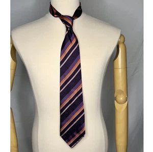 Vintage Kenzo Silk Rep Tie Purple Lavender Orange Gray Stripe 1990 Made in Italy - Picture 1 of 6