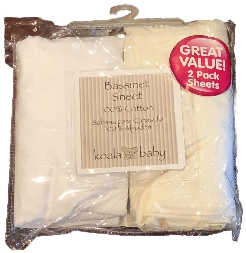 NOVO 2 PK LENÇÓIS DE BERÇO 100% ALGODÃO 220 TC SERVE 16 x 30 CAMA KOALA BABY - Imagem 1 de 2