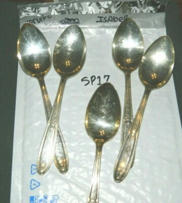 * National Silver Co Silverplate "ISABELLA" Set Of 5 SERVING SPOONS & PIE SERVER - Image 1 of 4
