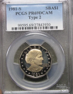 1981-S PROOF Type 2 Susan B Anthony Dollar PR-69 DCAM PCGS Slabbed Coin -- #116B - Image 1 of 4
