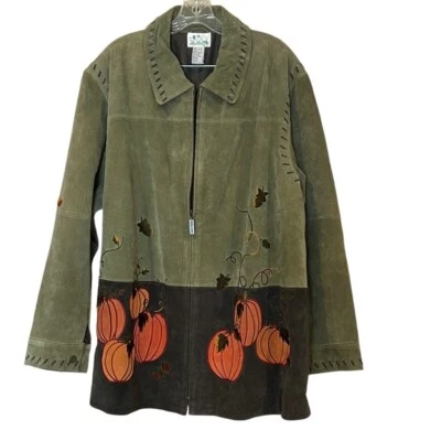 Vintage Quacker Factory Fall Leather Pumpkin Blazer Sz.2X - Image 1 of 4