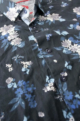 Au Noir Shirt  Size 4 /L Dark Blue Floral **52z0323a7 - Image 1 of 4
