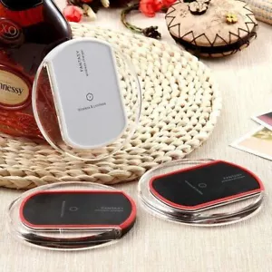 Slim 8mm Clear Wireless Charger Pad Fast Charging for Samsung Galaxy iPhone 16 - Picture 1 of 12