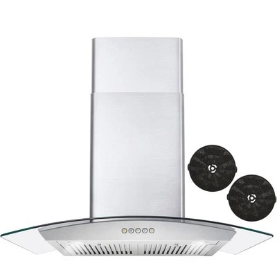 Cosmo 30" 380 CFM Ductless Wall Mount Range Hood Kitchen Hood in Stainless Steel - Image 1 of 3