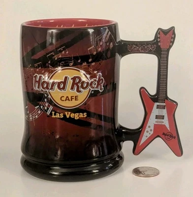 Hard Rock Cafe LAS VEGAS Nevada Guitar Shaped Handle Mug Flying V Gambling Cup - Image 1 of 4