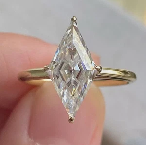 Unique 2CT Kite Cut Moissanite Engagement Ring, Kite Cut Solitaire Ring For Her - Picture 1 of 4