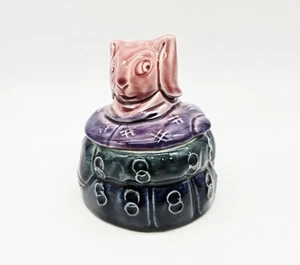 Rare! Antique Majolica Tobacco Jar Colorful Anthropomorphic Rabbit GERMANY AS IS - Picture 1 of 7