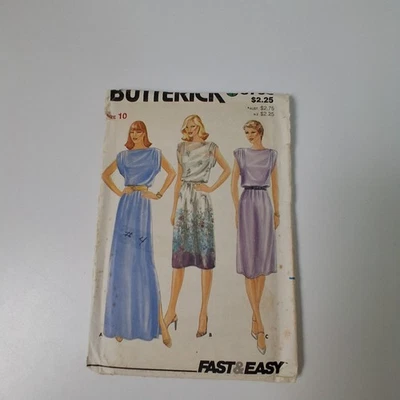 Vintage Butterick 3790 Sewing Pattern Sz 10 Misses Dress 1980s Fast & Easy Boho - Image 1 of 4
