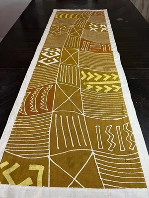Handmade African Mudcloth Table Runner – Authentic Bogolan Fabric, Boho Tribal - Image 1 of 4