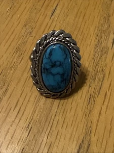 Vintage Türkis & Silber Ring Navajo Southwest Größe 8 - Bild 1 von 6