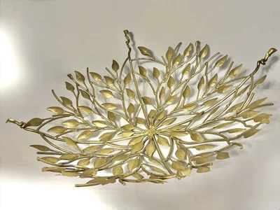 De Colección País Francés Tono Dorado Metal Alambre Hoja Decorativo Cuenco Ramas XL RARO Foto 1 de 4