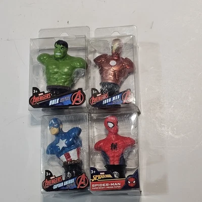 Marvel Avengers Paper Weight Figure Lot of 4 Spiderman Hulk Iron Man Cpt America - Изображение 1 из 4