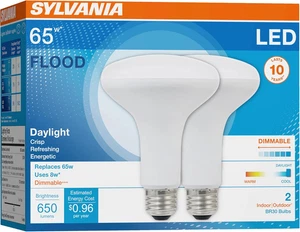 Sylvania LED Flood BR30 Light Bulb, 65W=8W, 10 Year, Medium Base, 650 Lumens, Di - Picture 1 of 7