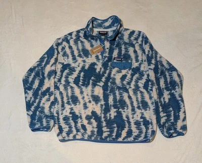 NWT Patagonia Synchilla Snap-T Fleece Pullover Womens XL Tie Dye Wavy Blue - Image 1 of 4