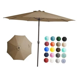  12' Patio Umbrellas Outdoor Table Market Umbrella w/Crank, 8 Sturdy 12FT Sand - Picture 1 of 8