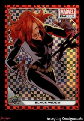 2023 Upper Deck Marvel Platinum Orange Checkers #89 Black Widow 03/33 - Image 1 of 2
