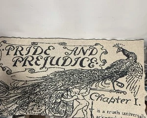 Pride and Prejudice Throw Blanket Knit USA Jane Austen Quote Decor Green 3 - Picture 1 of 5