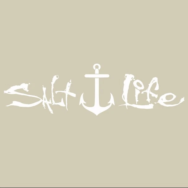 Salt Life White Anchor Signature Decal Med 11.5" Sad922 Fishing Boats Beach Fun