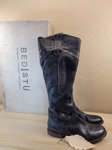 Bed|Stu Bota de Cuero Occidental Negra Para Mujer Botas Altas Talla 9.5 Cama Stu con Caja - Imagen 1 de 16