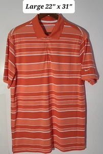 Nike Golf Tour Performance DriFit Orange/White Stripe Men's Large Polo EUC - Picture 1 of 3