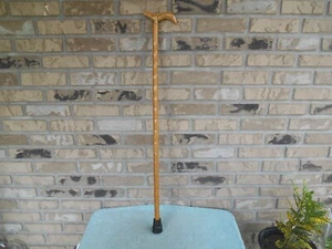 CUSTOM LATHE TURNED WOODEN 35.25" TALL WALKING STICK CANE - Picture 1 of 8