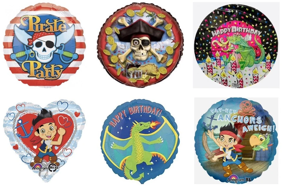 Pirates Dragons 18" Caribbean Jake Neverland Happy Birthday Foil Mylar Balloons - Image 1 of 1