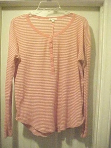 Damen Gr. M orange gestreiftes Stretch Top von GAP Langarm Knöpfe Baumwollmischung - Bild 1 von 6