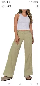 NWT BCBG Generation Trouser Wide-Leg Pants Womens 7/28 Kahki/Green/Tan - Picture 1 of 10