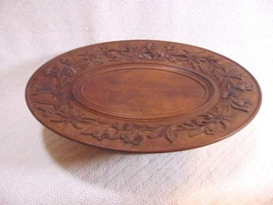 ANTIQUE HAND CARVED WALNUT CENTERPIECE BOWL MUSIC BOX SWISS MADE ? GENEVE - Picture 1 of 8