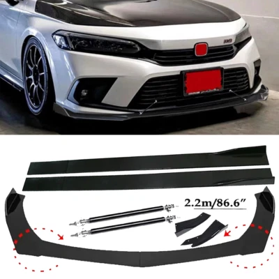 Front Bumper Lip Spoiler+86.6" Side Skirt Body Kit Glossy For Honda Passport Foto 1 de 4