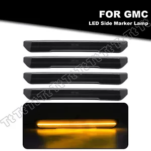 4X For 2020-2024 GMC Sierra 2500 3500 HD LED Front Rear Side Marker Light Smoked - Picture 1 of 10