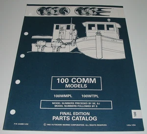 Parts Catalog Outboard Marine Evinrude Johnson 100 COMM Models WTPL WTPX 1992! - Imagen 1 de 1