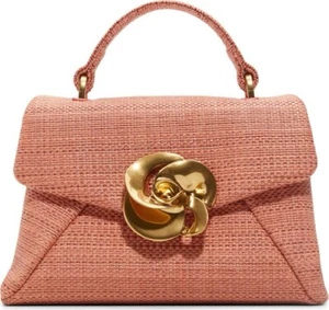 Poppy Rose Mini Top Handle Satchel Bag Raffia-look Ted Baker NWT New MSRP $225 - Picture 1 of 14
