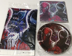 Spider Themed Party Supplies 41 Pcs. 20 Plates 20 Napkins 1 Tablecloth Birthday - Picture 1 of 6