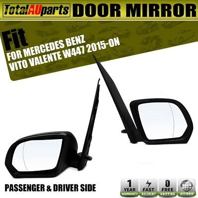 2x Textured Black Manual Door Mirror for Mercedes Benz Valente W447 08/2015-2024 - image 1 of 4