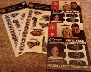 NFL Los Angeles Rams Temporary Tattoo Sheet & Vinyl Face Decorations 4 Sheets - Picture 1 of 5