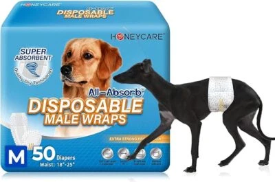 50 Pack Waist Disposable Dog Diapers Male Wraps Belly Bands Pet Soft All Sizes - Image 1 of 4