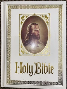 Vintage 1971 Holy Bible King James Version Words of Christ in Red Regency - Foto 1 di 5