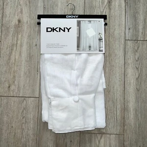 DKNY 32 x 84 Downtown Sheer Window Curtains Drapes Inverted Pleat White Buttons - Picture 1 of 7