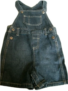 Arizona Boys Jean Overall Shorts Shortalls Denim Size 18 Months New - Picture 1 of 8