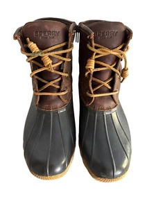 Botas de lluvia Sperry Saltwater para mujer talla 8,5 M marrón con cordones cremallera pato - Imagen 1 de 12