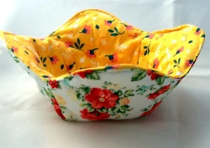 NEW HANDMADE MICROWAVABLE BOWL COZY, SMALL, PIONEER WOMAN SPRING DITSY - Picture 1 of 4