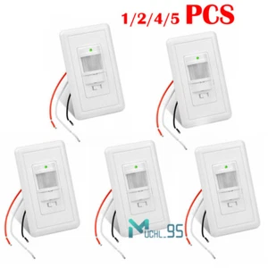 110V Motion Sensor LED Light Switch PIR Occupancy Sensor Single-Pole Wall Switch - Picture 1 of 23